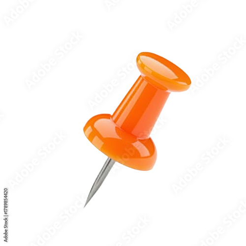  orange push pin isolated on white