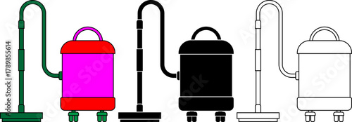 outline silhouette vacuum cleaner icon set