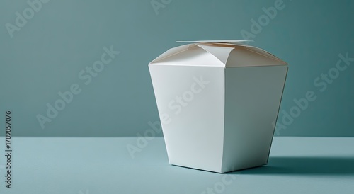 White takeout container,?geometric shape,?simple design