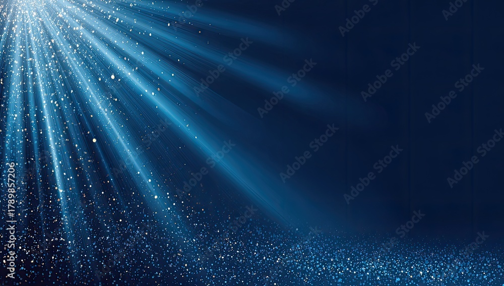 Fototapeta premium Deep blue backdrop with glittering light rays