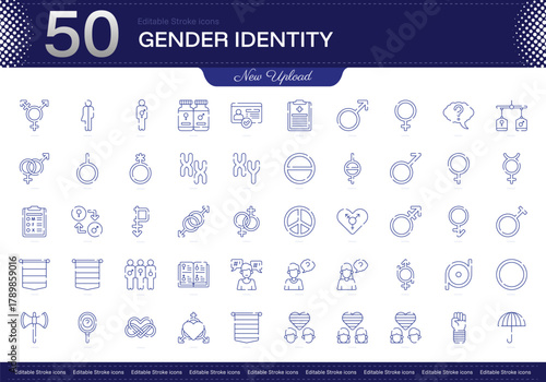 Gender Identity stroke icon. Gender Identity line icon set. editable stroke icon pack. Line, Thin, Linear Style Icon Bundle. Fully Customizable, Gender, Identity, Expression, Transition, Spectrum