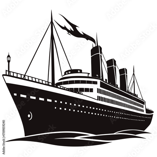Titanic vector clean black silhouette design white background