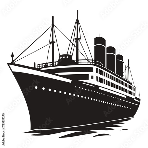 Titanic vector clean black silhouette design white background