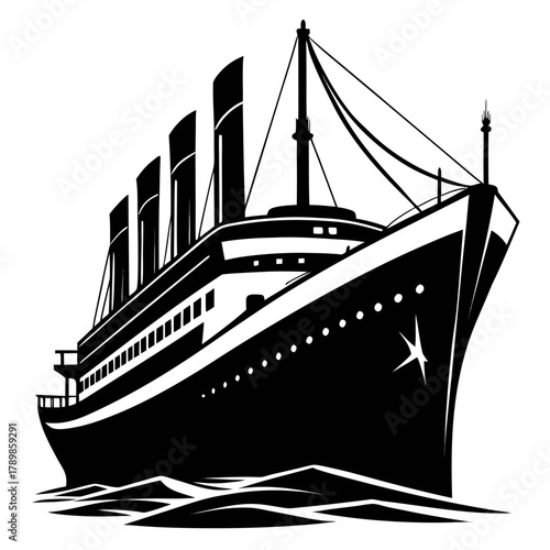 Titanic vector clean black silhouette design white background