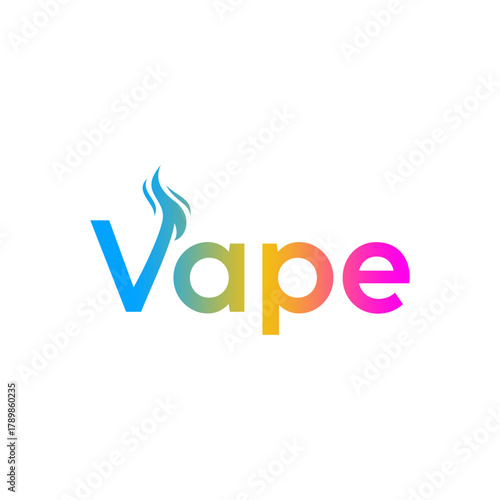 Colorful 'Vape' logo with a stylized flame replacing the letter 'V' on a white background, representing the electronic cigarette industry.