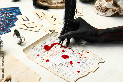 Bloody black witch hand wit...