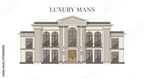 Stunning mansion with classic architectural elements, perfect for illustrating luxury real estate, investment, or high-end lifestyle concepts, design, and aspirational dreams