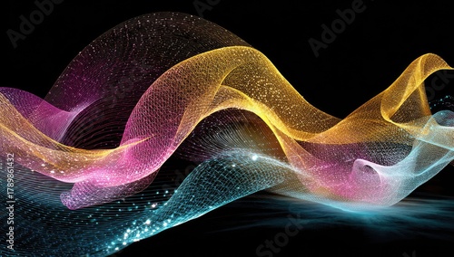 Abstract digital waves of shimmering colors