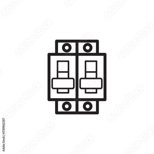 Circuit breaker icon symbolizing electrical overload protection and system interruption, representing specialized utility safety equipment, modern electrical distribution, and industrial power control