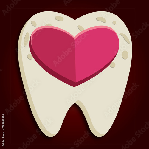 Heaet and one tooth symbol 3D