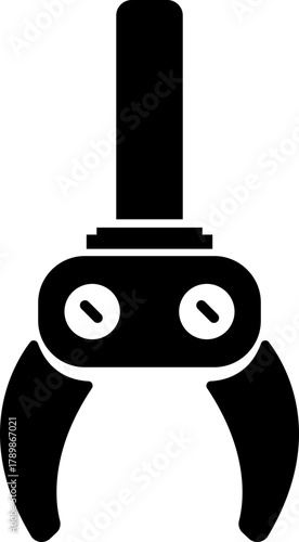 Grabber Robotic Arm Icon Industrial Claw, Mechanical Hand, Automation Tool, Factory Robot, and Engineering Machine Symbol Vector in Black Color Flat Style