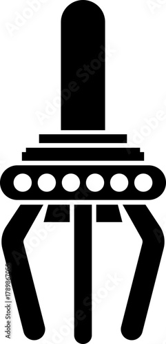 Grabber Robotic Arm Icon Industrial Claw, Mechanical Hand, Automation Tool, Factory Robot, and Engineering Machine Symbol Vector in Black Color Flat Style