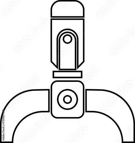 Grabber Robotic Arm Icon Industrial Claw, Mechanical Hand, Automation Tool, Factory Robot, and Engineering Machine Symbol Vector in Black Color Line Style