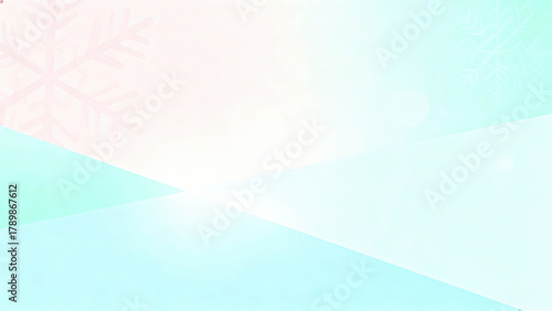 Clean minimal holiday background with pastel colors, featuring abstract snowflakes and soft gradients, creating serene and festive atmosphere
