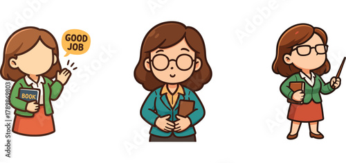 female teacher expressing happiness and enthusiasm