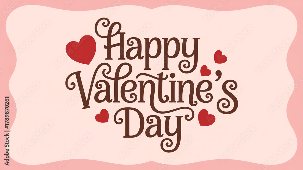 Obraz premium A charming valentines day design featuring decorative lettering and heart accents on a soft pink backdrop