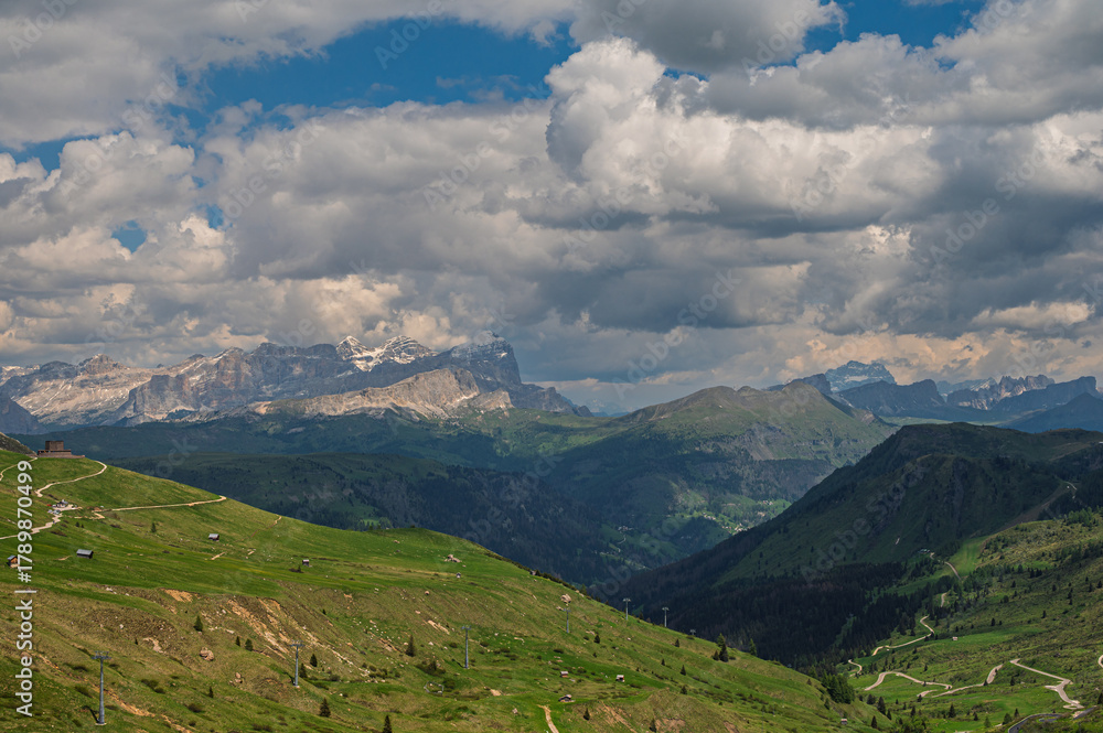 Fototapeta premium nature sceneries from the Pordoi Pass, Dolomites, Italy