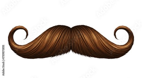 Brown Handlebar Style Mustache Hair Isolated Cutout Transparent PNG
