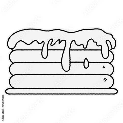 line art illustration pancakes with syrup