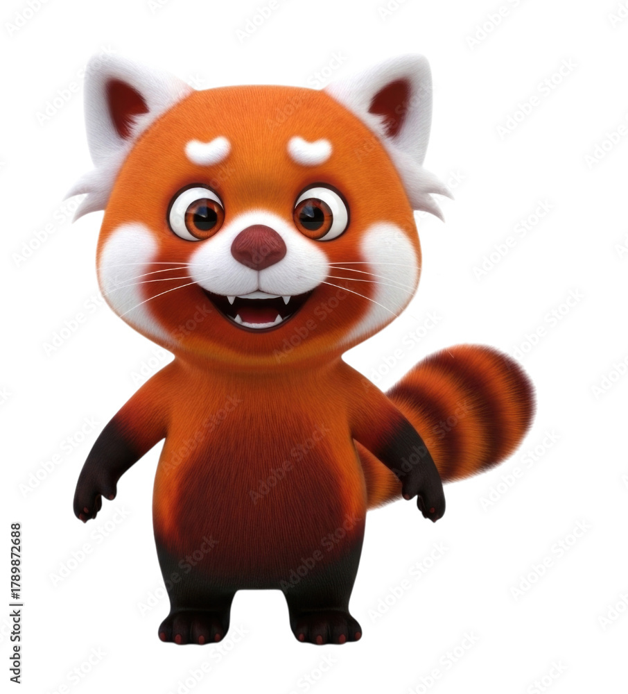Fototapeta premium Adorable 3D Rendered Red Panda Character Isolated Cutout Transparent PNG