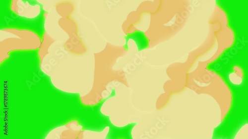 Footage of cartoon smoke blowing. Cartoon smoke shards, with green screen.