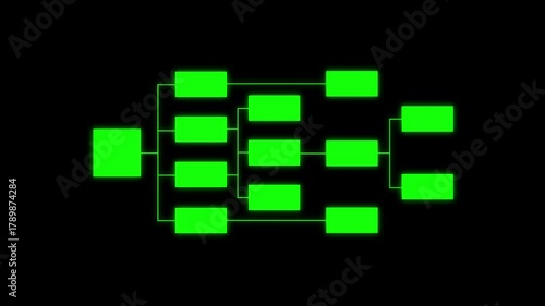 Abstract glowing workflow diagram overlay. Business process mapping and data structure visualization. Digital flowchart interface. Smart planning, project task management. 4k video glowing ...