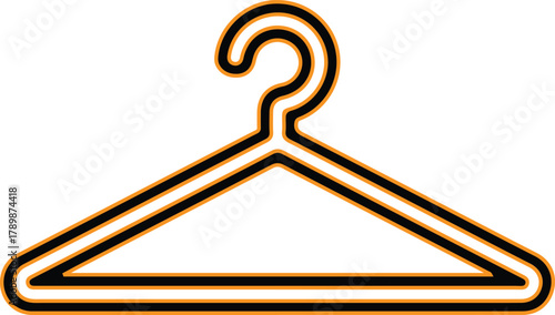 Simple outline of a clothing hanger on white background