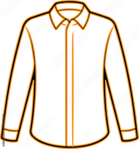 Simple outline drawing of a white long sleeve dress shirt