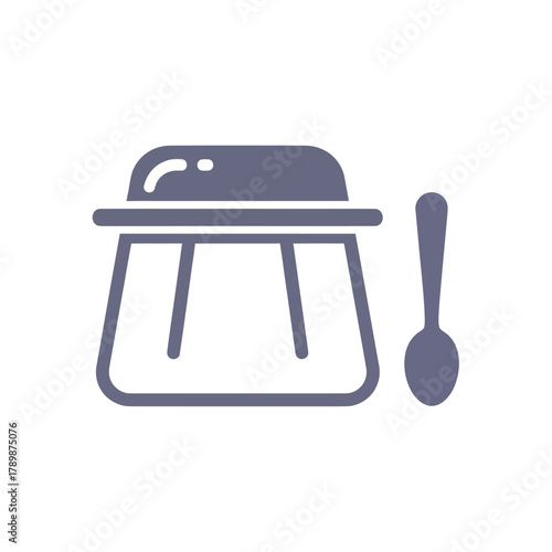 Simple Icon of Pudding with Spoon Minimalist Design.