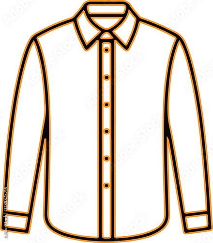 Classic white long sleeve button down shirt outline
