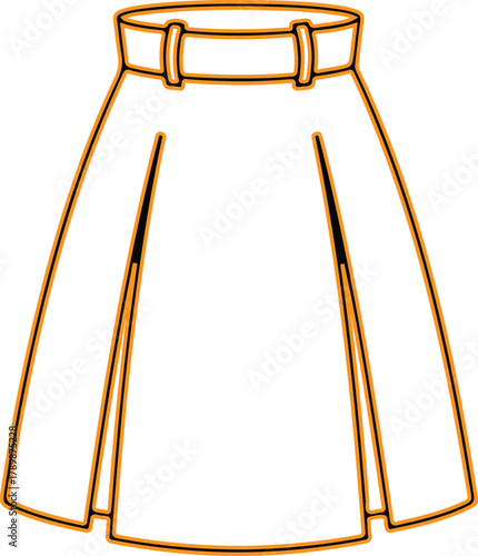 Pleated skirt with belt fashion illustration