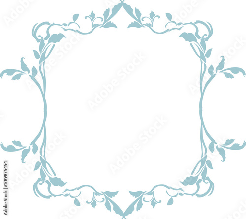Soft blue floral frame with elegant curves, ideal for wedding cards, quotes, and invitations design set.