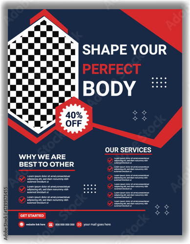 Creative Fitness Club Flyer Template Modern Gym Promotion Poster Vector Design