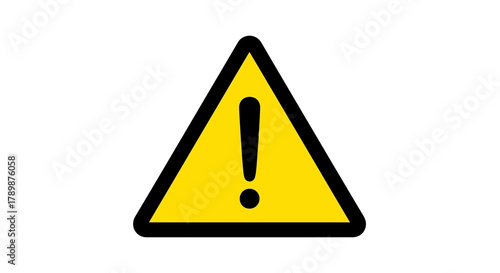 Yellow triangle warning sign with black exclamation point on white background.