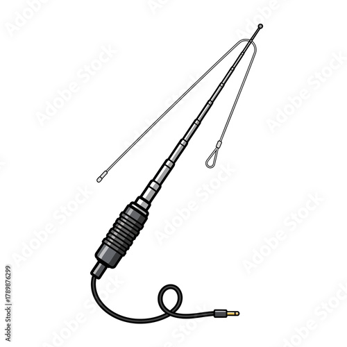 Antenna with wire elements and a handle on a white background.