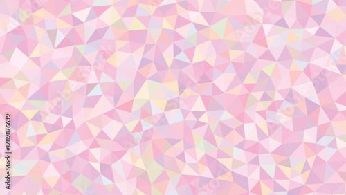 Soft pastel low poly geometric pattern with pink yellow and blue triangles abstract background