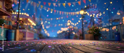 Vintage carousel spinning under a starry sky in vibrant colors