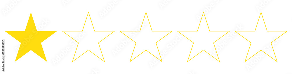 Obraz premium One-star product rating review flat icon for apps and websites