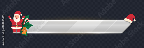 Silver Christmas Lower Third Banner with Santa Claus, Candy Cane, Gingerbread Man and Festive Ornaments Video Overlay for Holiday Titles