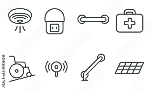 Smart home automation and accessibility icon set with modern design
