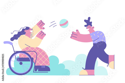 Happy lifestyle of disabled people concept