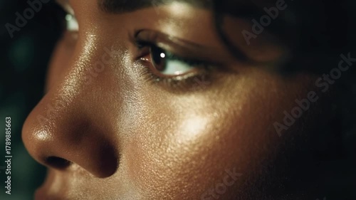 Wallpaper Mural Close-up of a bronzed, dewy face with a luminous cheekbone and partial eye. Torontodigital.ca