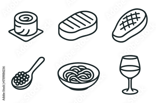 Minimalistic food icons on gradient background