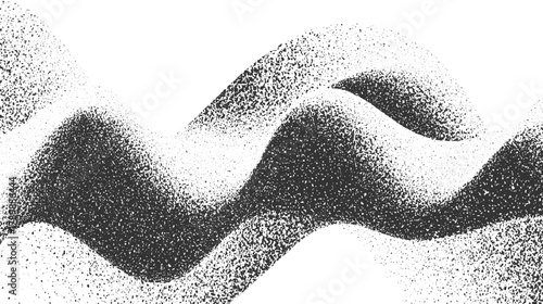 Black and white abstract wavy pattern with granular texture background