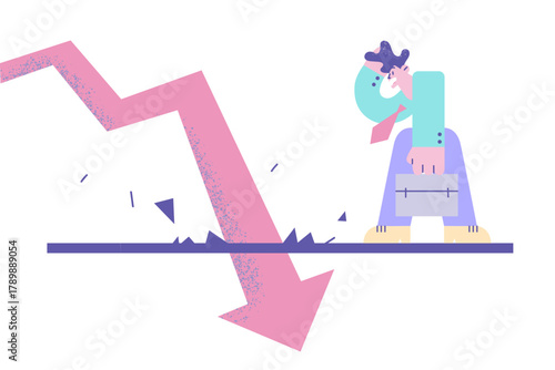 Economical fall, Debts, bankruptcy concept