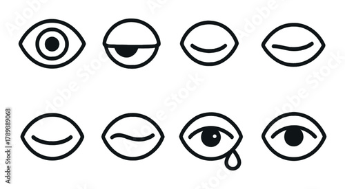 Minimalist black eye icons on subtle grey lines background