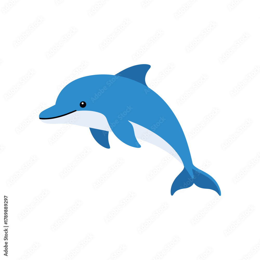 Obraz premium Cute Blue Dolphin Swimming in Ocean Water.