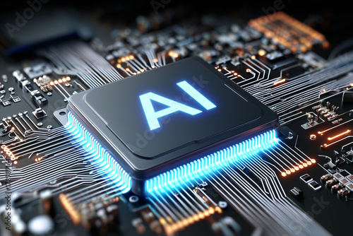 Central AI unit futuristic microprocessor electronic concept