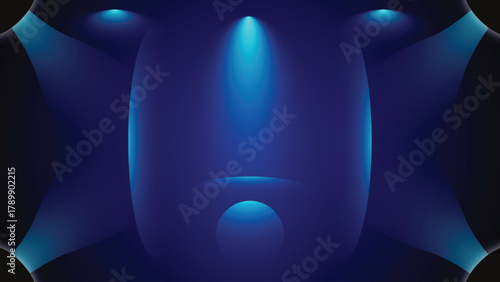 Dark Blue Stage with Oval Spotlights and Central Sphere Illumination beam