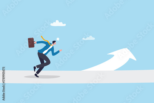 Switch career changing job to new opportunity, decision to growth and success, career path choices, progress to improve future work, businessman running career path to switch to new job opportunity.